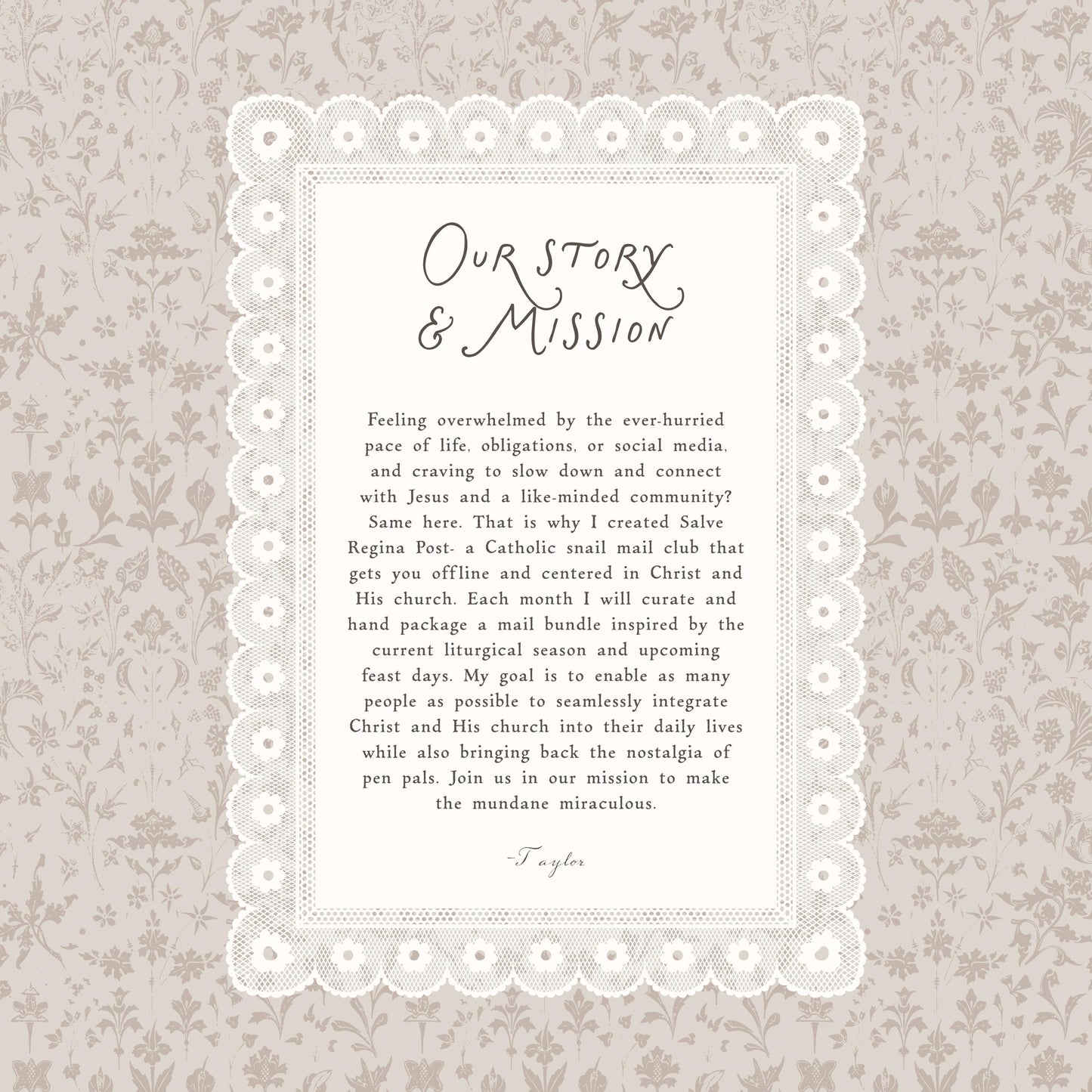 Catholic Snail  Mail Club - Salve Regina Post